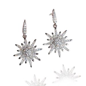 עגילי כוכב כסף משובצות