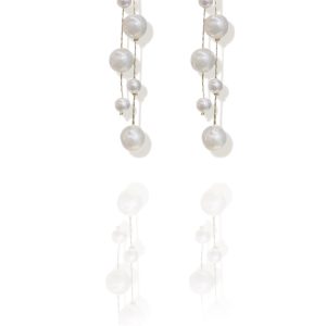 עגילים נופלים זהב/פנינה