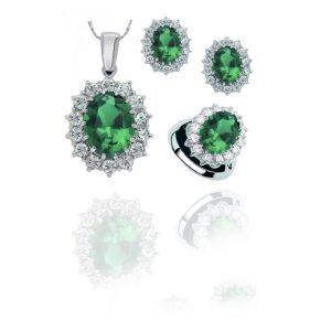 סט 3 חלקים - אבן מרכזית ירוקה