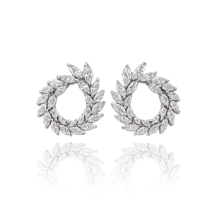 עגילי SHINE כסף משובצות