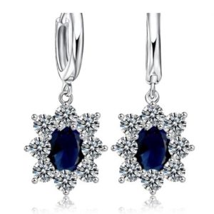 עגילי כסף אבן מרכזית כחולה