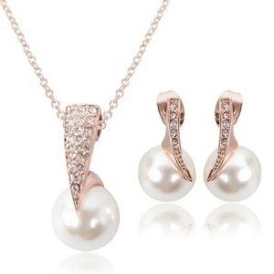 סט פנינה 2 חלקים - רוז גולד