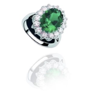 טבעת כסף אבן מרכזית ירוקה