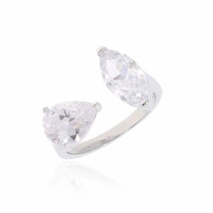 טבעת כסף 2 אבנים