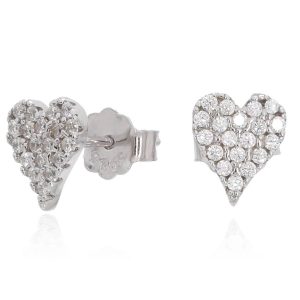 עגילי לב צמודות כסף