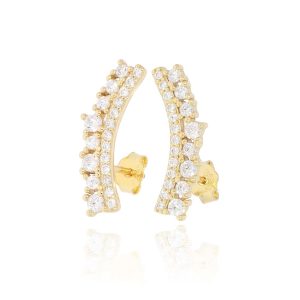 זוג עגילי כסף 925 מצפה זהב משובצים