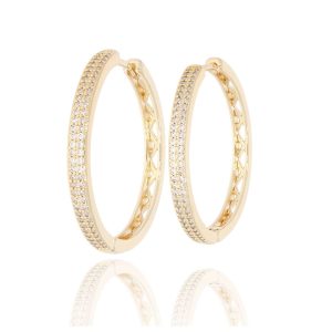 עגיל ציפוי זהב משובץ 33mm