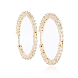 עגיל ציפוי זהב משובץ 37mm