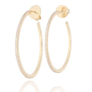 עגיל ציפוי זהב משובץ 38mm