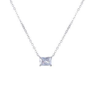 שרשרת כסף אבן מלבן מרכזית