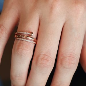 טבעת כסף מסמר 3 שורות