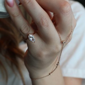 טבעת כסף V מרקיזה