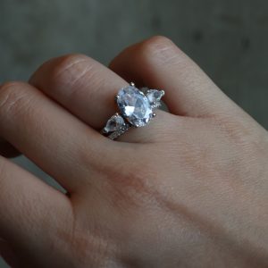 טבעת כסף אובל שתי חלקים