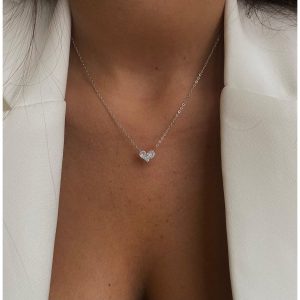 שרשרת כסף לב 3 אבנים